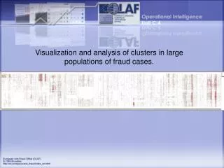 Visualization and analysis of clusters in large populations of fraud cases.