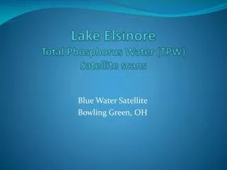 Lake Elsinore Total Phosphorus Water (TPW) Satellite scans
