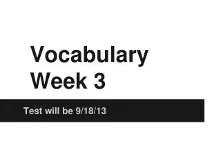 Vocabulary Week 3