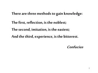There are three methods to gain knowledge: The first, reflection, is the noblest;