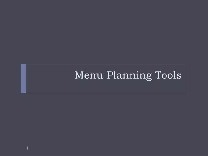 menu planning tools