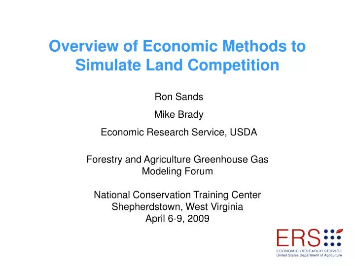 overview of economic methods to simulate land competition