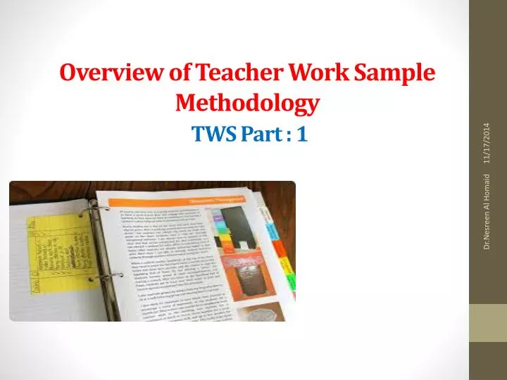 overview of teacher work sample methodology tws part 1