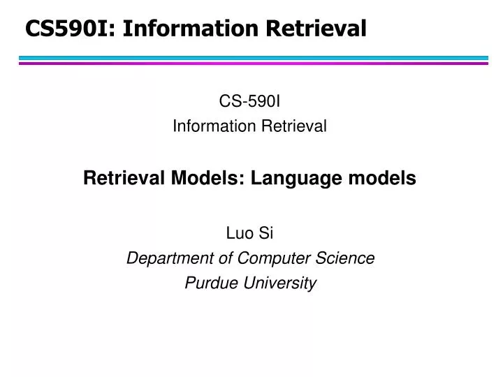 cs590i information retrieval