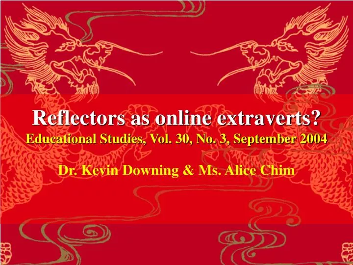 reflectors as online extraverts educational studies vol 30 no 3 september 2004