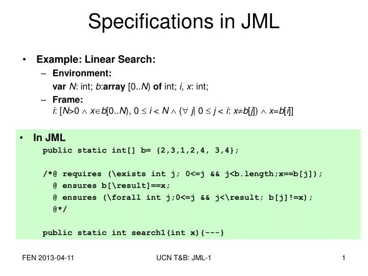 specifications in jml