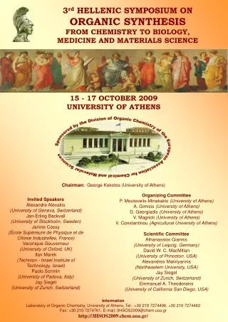 3 rd HELLENIC SYMPOSIUM ON ORGANIC SYNTHESIS FROM CHEMISTRY TO BIOLOGY,
