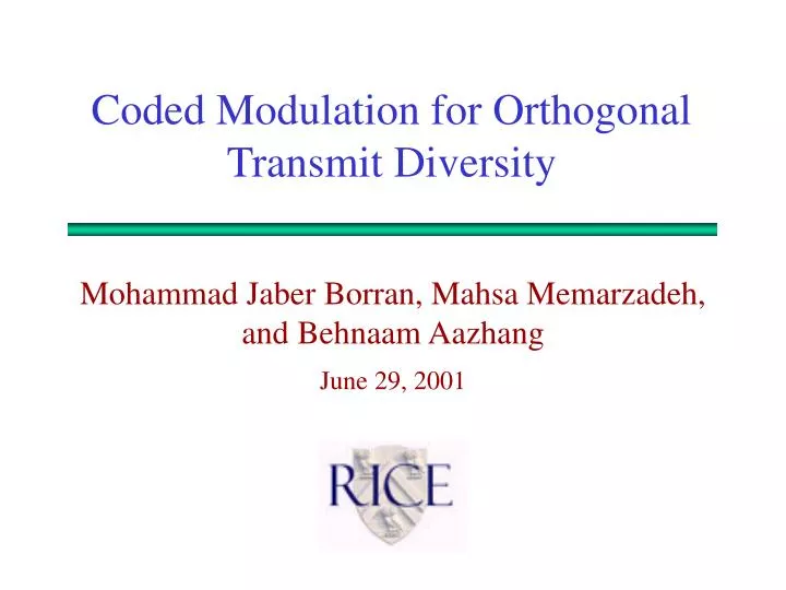 coded modulation for orthogonal transmit diversity