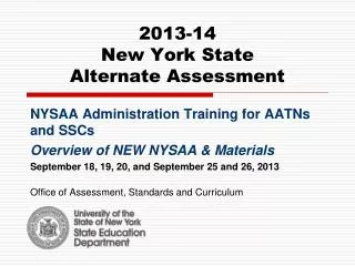 2013-14 New York State Alternate Assessment