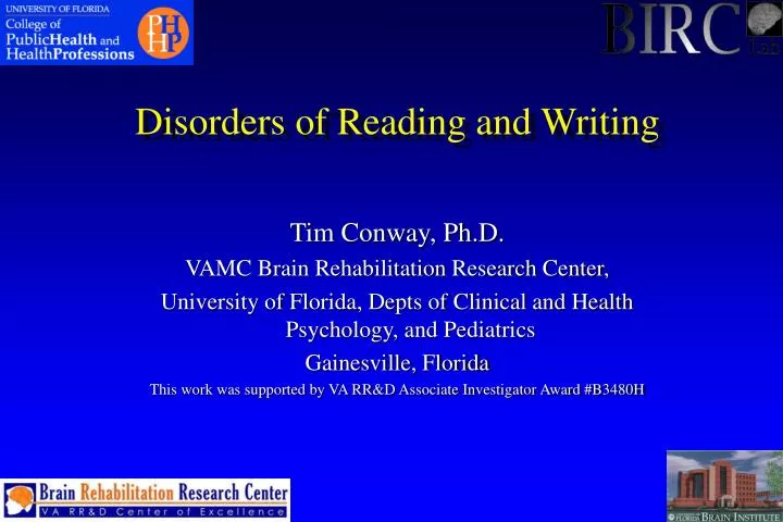 disorders of reading and writing
