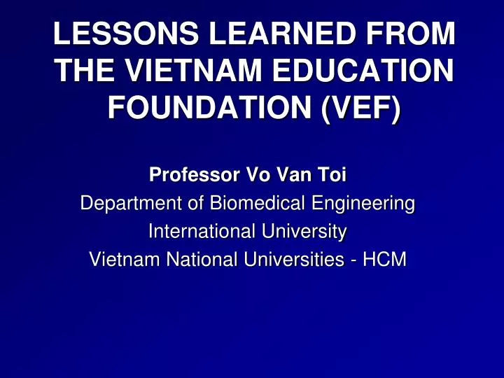 lessons learned from the vietnam education foundation vef