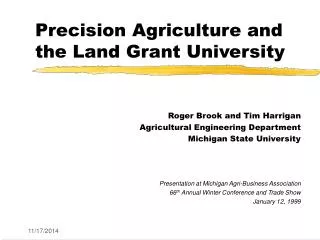 Precision Agriculture and the Land Grant University