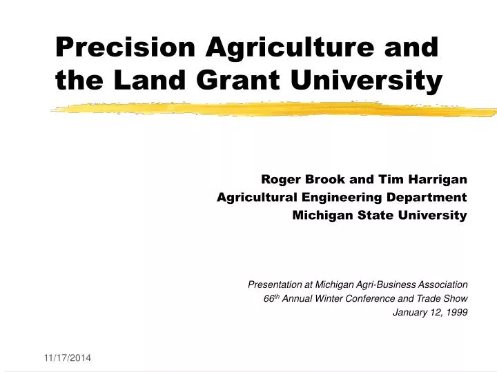 precision agriculture and the land grant university