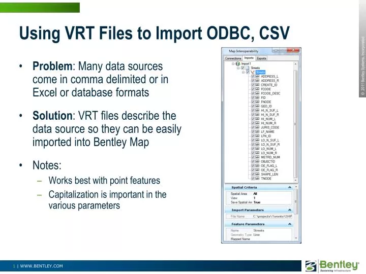 using vrt files to import odbc csv
