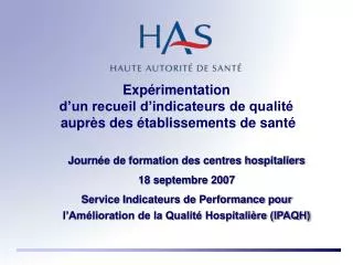 exp rimentation d un recueil d indicateurs de qualit aupr s des tablissements de sant