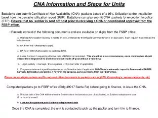 CNA Information and Steps for Units