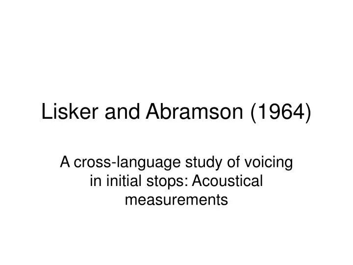 lisker and abramson 1964