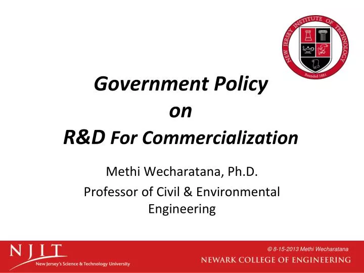 government policy on r d for commercialization