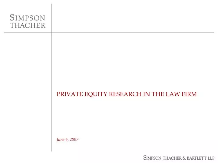 private equity research in the law firm