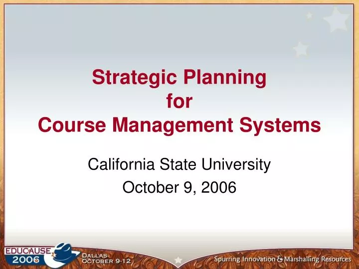 strategic planning for course management systems
