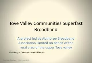 Tove Valley Communities Superfast Broadband