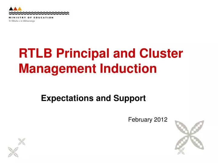 rtlb principal and cluster management induction