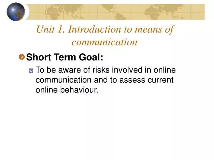 unit 1 introduction to means of communication