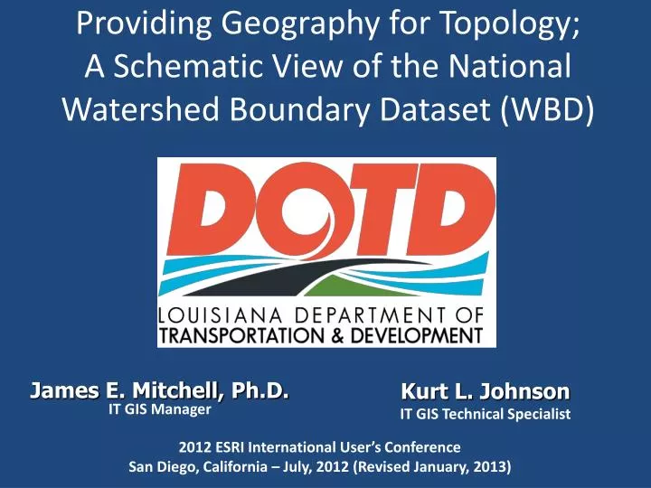 providing geography for topology a schematic view of the national watershed boundary dataset wbd
