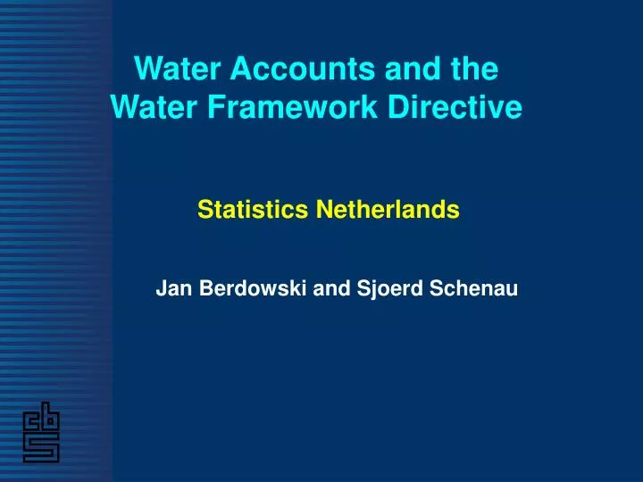 water accounts and the water framework directive