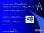 Effluent Reuse for Irrigation Relief in Albuquerque, NM - slide 1