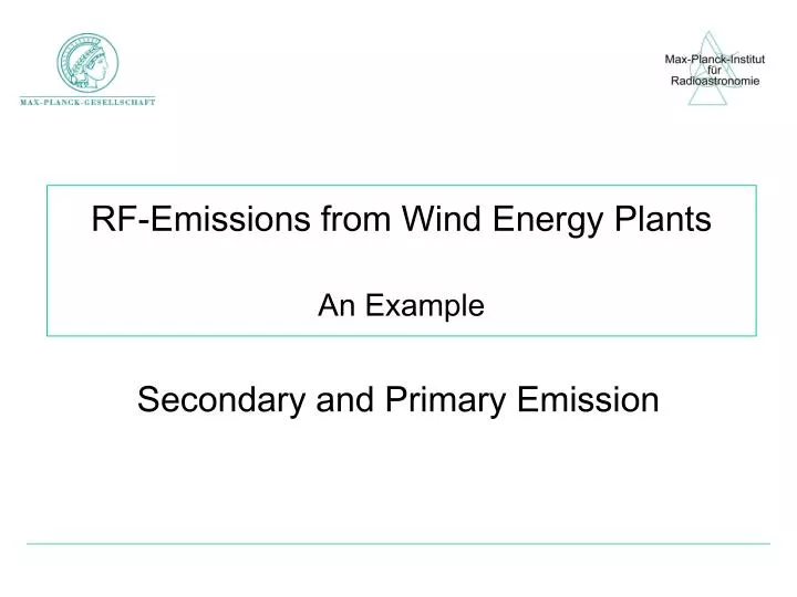 rf emissions from wind energy plants an example