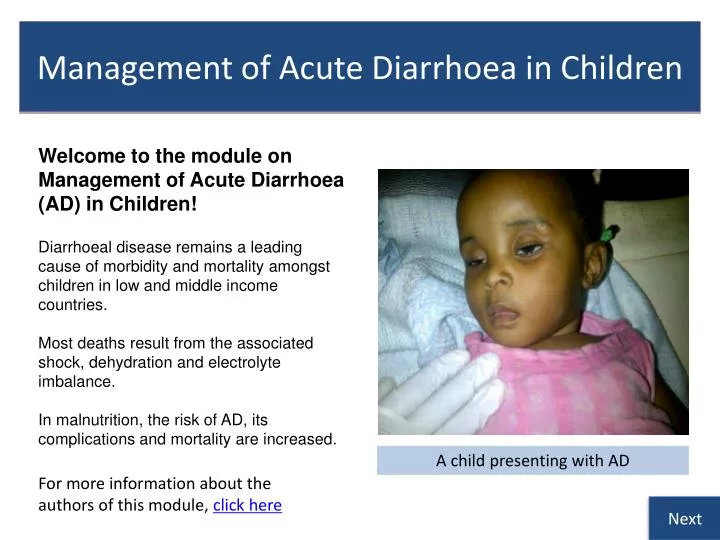 management of acute diarrhoea in children