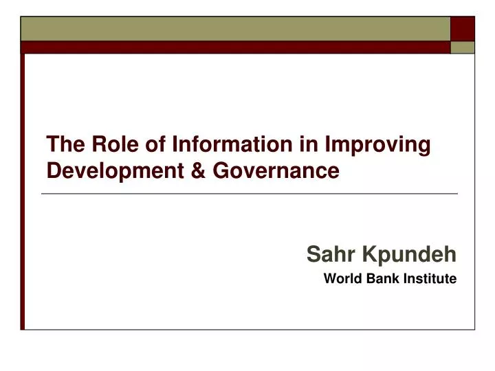 the role of information in improving development governance
