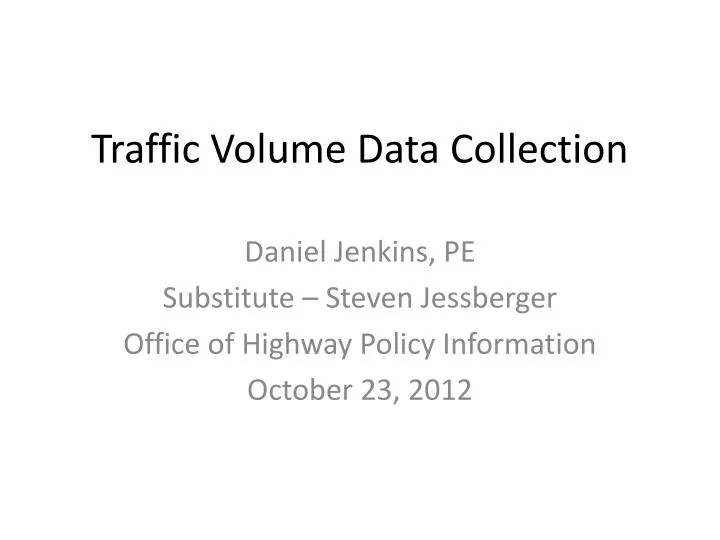 traffic volume data collection