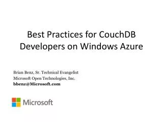 Best Practices for CouchDB Developers on Windows Azure