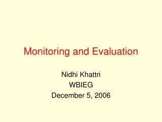 Monitoring and Evaluation