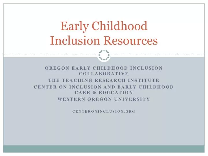 early childhood inclusion resources