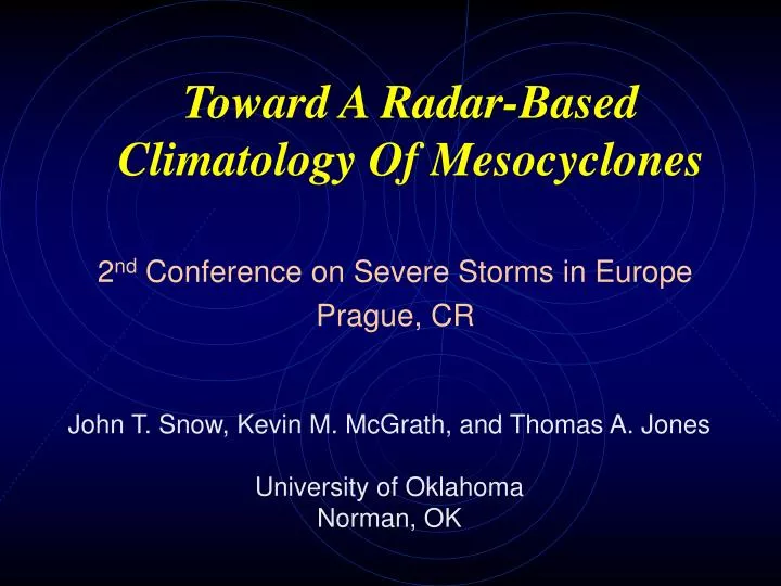 toward a radar based climatology of mesocyclones
