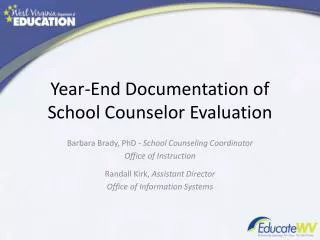 Year-End Documentation of School Counselor Evaluation