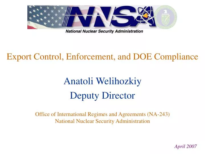 export control enforcement and doe compliance