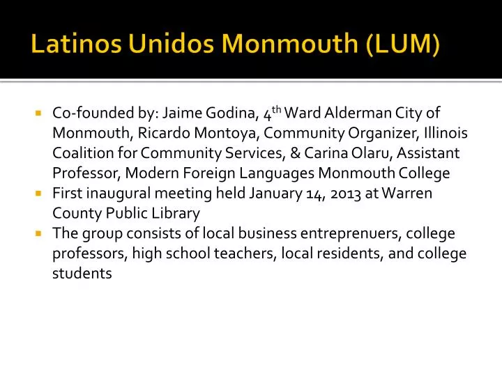latinos unidos monmouth lum