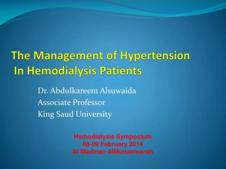 the management of hypertension in hemodialysis patients