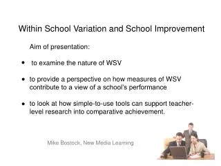 Within School Variation and School Improvement