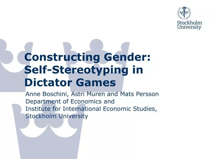 constructing gender self stereotyping in dictator games