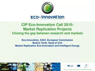 Eco-innovation, EACI, European Commission Beatriz Yordi, Head of Unit