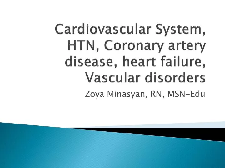 cardiovascular system htn coronary artery disease heart failure vascular disorders