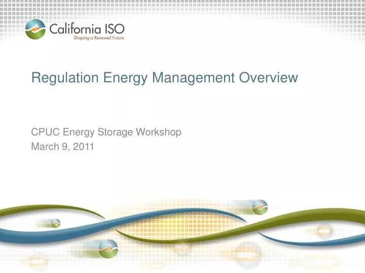 regulation energy management overview