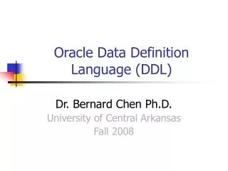 Oracle Data Definition Language (DDL)
