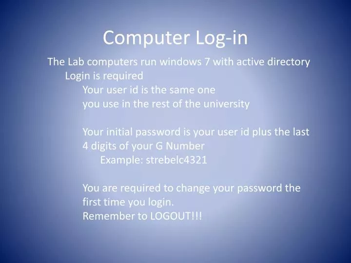 computer log in