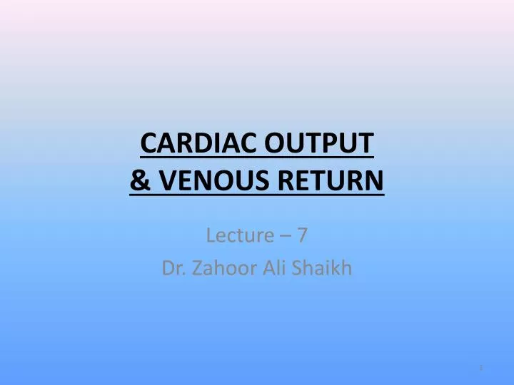 cardiac output venous return